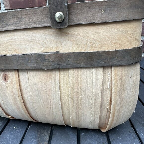 Wooden Woven Baskets Double Handles Rustic Farmhouse Decor Medium and Small - Picture 8 of 16